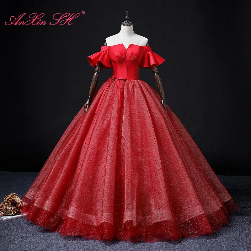 AnXin SH princess red satin lace boat neck sparkly little bow ruffles short sleeve ball gown lace up ustomized evening dresse
AnXin SH princess red satin lace boat neck sparkly little bow ruffles short sleeve ball gown lace up ustomized evening dresse