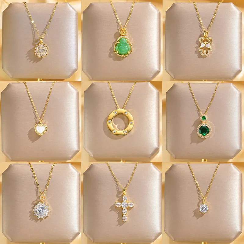 18K Gold Plated Fashion Full Zircon Titanium Steel Necklace For Women Elegant Lady Jewelry Accessories
18K Gold Plated Fashion Full Zircon Titanium Steel Necklace For Women Elegant Lady Jewelry Accessories