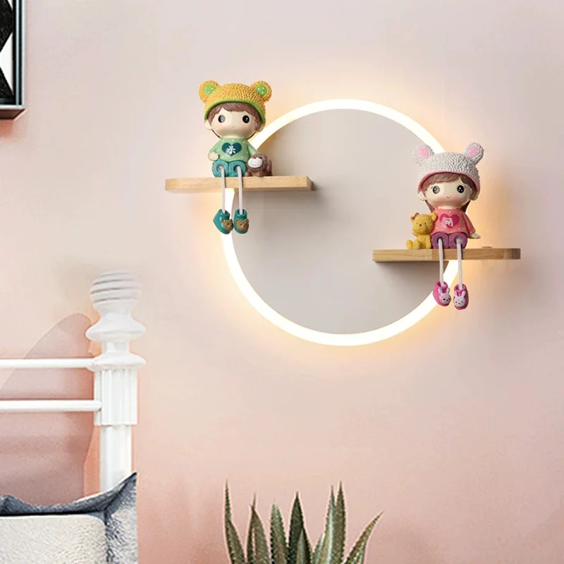 Modern LED Wall Lamp With Wooden Shelf Round Wall Sconce Cute Cartoon Doll/Unicorn Night Light For Kids Bedroom Home Decor
Modern LED Wall Lamp With Wooden Shelf Round Wall Sconce Cute Cartoon Doll/Unicorn Night Light For Kids Bedroom Home Decor