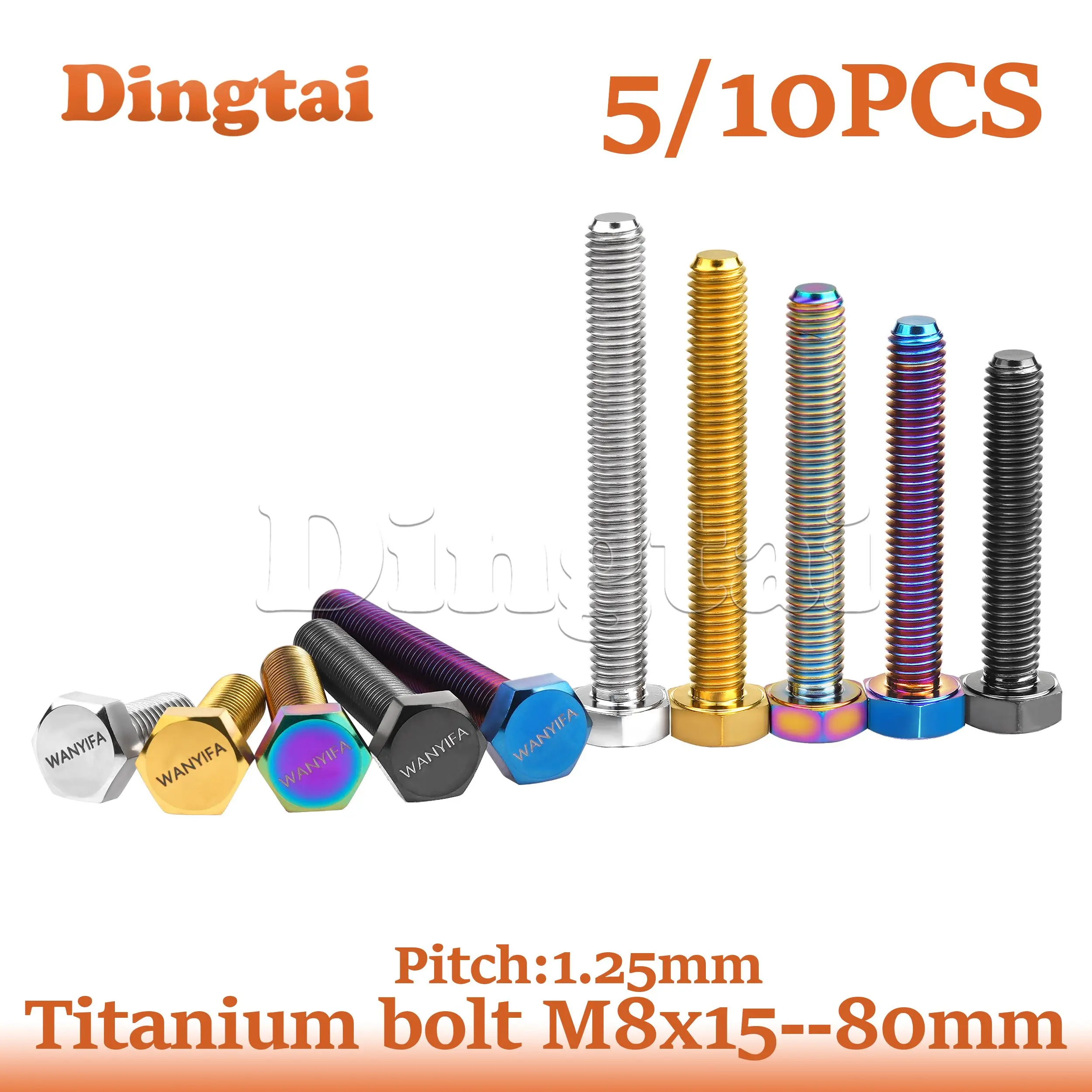 Dingtai Titanium Bolt 5/10PCS M8x15--80mm Flat Head Full Thread Screw for motorcycle
Dingtai Titanium Bolt 5/10PCS M8x15--80mm Flat Head Full Thread Screw for motorcycle