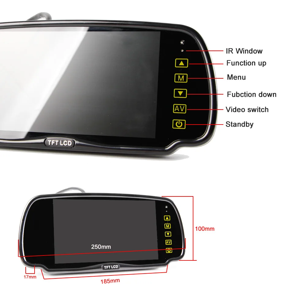 Cars Vans 7" Color TFT With Bracket Rearview Mirror Car LCD Monitor 4Pin
Cars Vans 7" Color TFT With Bracket Rearview Mirror Car LCD Monitor 4Pin