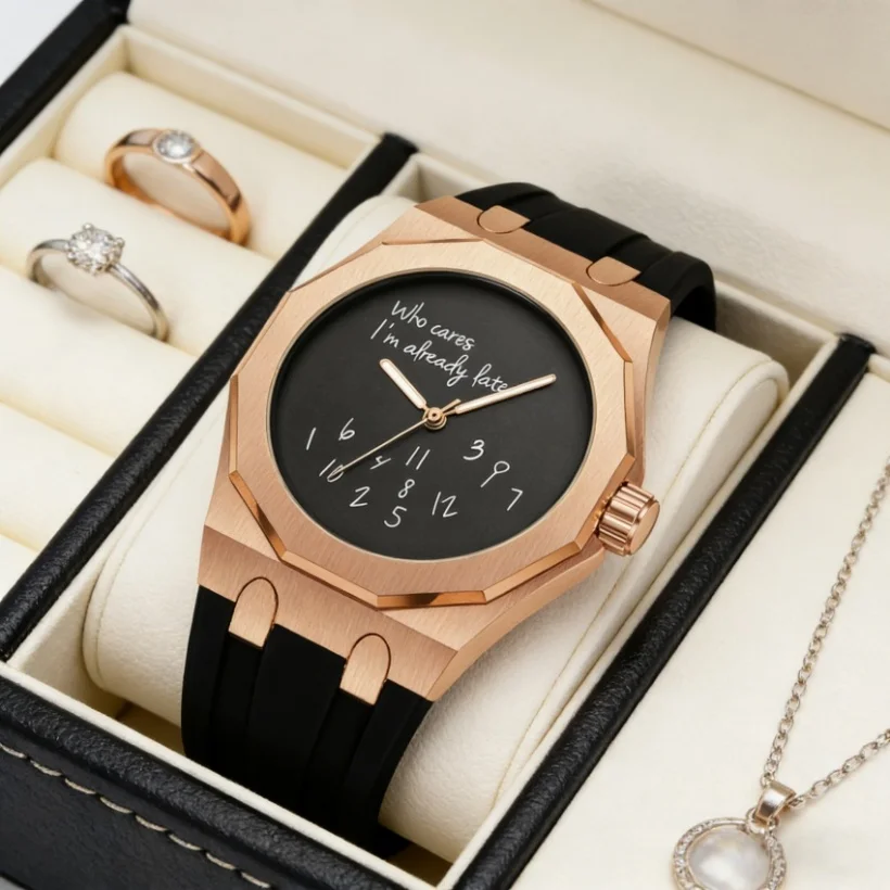 Who care I am already late Minimalist Black And White Sports Fashion Quartz Watch Creative Timepiece for Casual Wear
Who care I am already late Minimalist Black And White Sports Fashion Quartz Watch Creative Timepiece for Casual Wear