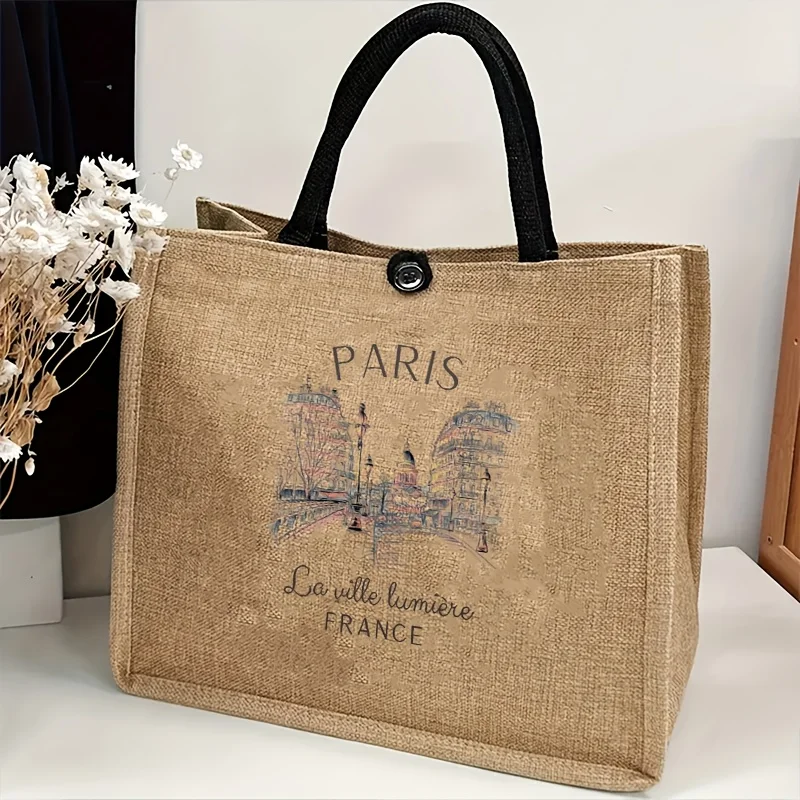 Paris City String Woven Handbag Practical Inner Pocket Design Tote Outdoor Travel Storage Bag Shopping Bag the Best Gift
Paris City String Woven Handbag Practical Inner Pocket Design Tote Outdoor Travel Storage Bag Shopping Bag the Best Gift