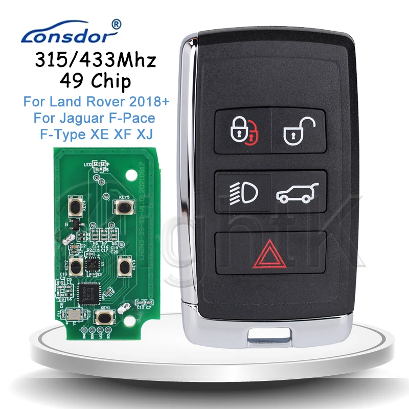 Lonsdor Remote Car Key For Land Rover LR2 LR4 Jaguar F-Pace F-Type XE XF XJ PSFOB/FOBL4LR Support K518 2017-2022 ID49 315/433MHz
Lonsdor Remote Car Key For Land Rover LR2 LR4 Jaguar F-Pace F-Type XE XF XJ PSFOB/FOBL4LR Support K518 2017-2022 ID49 315/433MHz