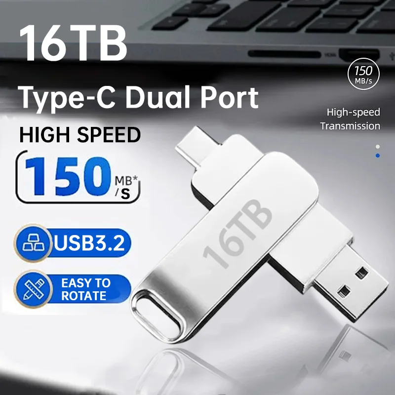 Флеш-накопитель 16 ТБ USB 3.2, высокоскоростной, металлический, водонепроницаемый, Type-C, большой объем памяти для телефона, компьютера, ПК, передача данных, новинка 2026 года
Флеш-накопитель 16 ТБ USB 3.2, высокоскоростной, металлический, водонепроницаемый, Type-C, большой объем памяти для телефона, компьютера, ПК, передача данных, новинка 2026 года