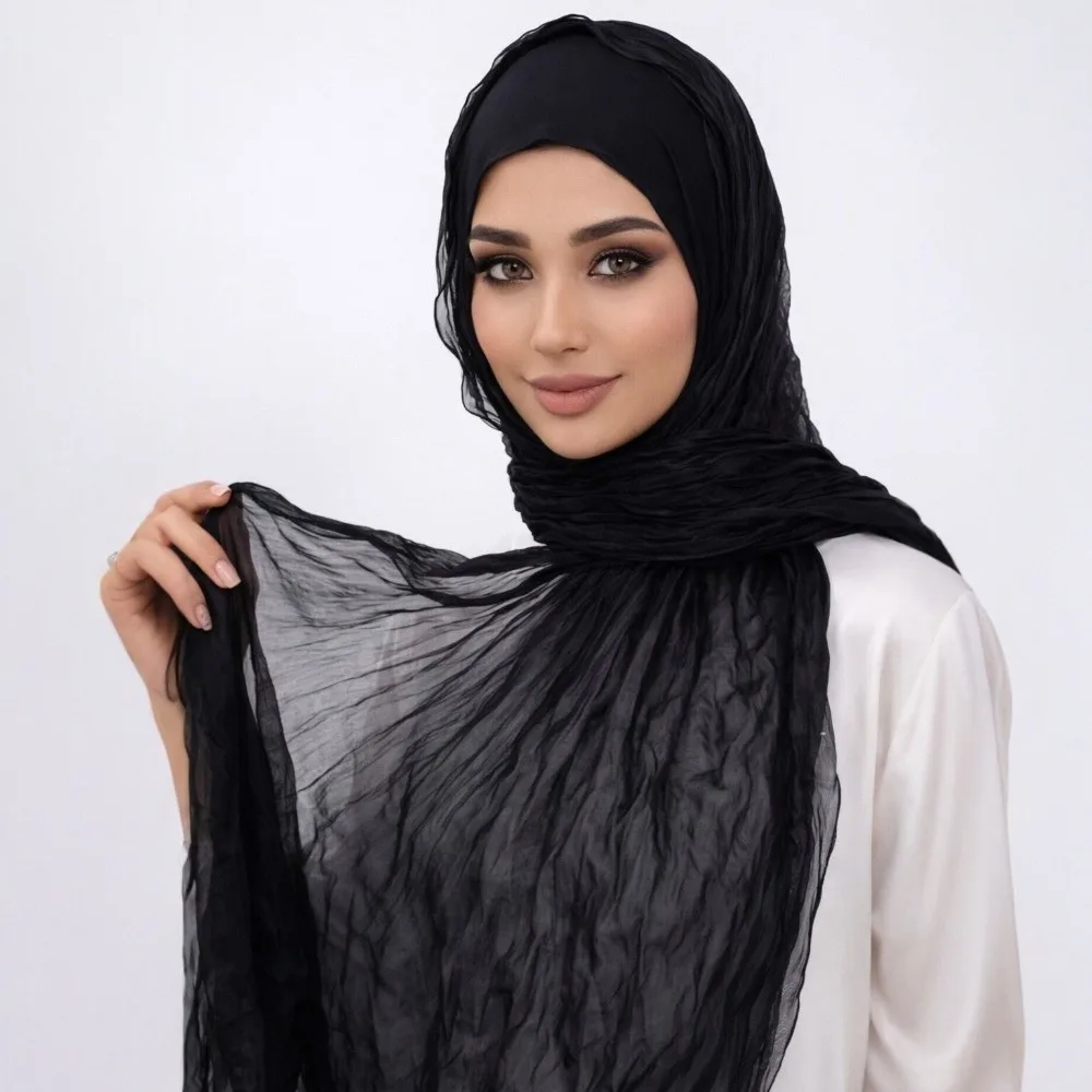 Simple Solid Color Shiny Bubble Crepe Hijab Long Sunscreen Musulman Hijab Scarf Pleated Breathable Muslim Wraps Shawl Female
Simple Solid Color Shiny Bubble Crepe Hijab Long Sunscreen Musulman Hijab Scarf Pleated Breathable Muslim Wraps Shawl Female