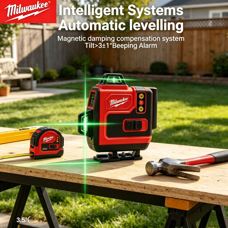 Milwaukee M18 Battery Compatible Laser Level, 4D 6 Lines 360° Green Beam, High Precision Horizontal Vertical Self-Leveling Tools
Milwaukee M18 Battery Compatible Laser Level, 4D 6 Lines 360° Green Beam, High Precision Horizontal Vertical Self-Leveling Tools