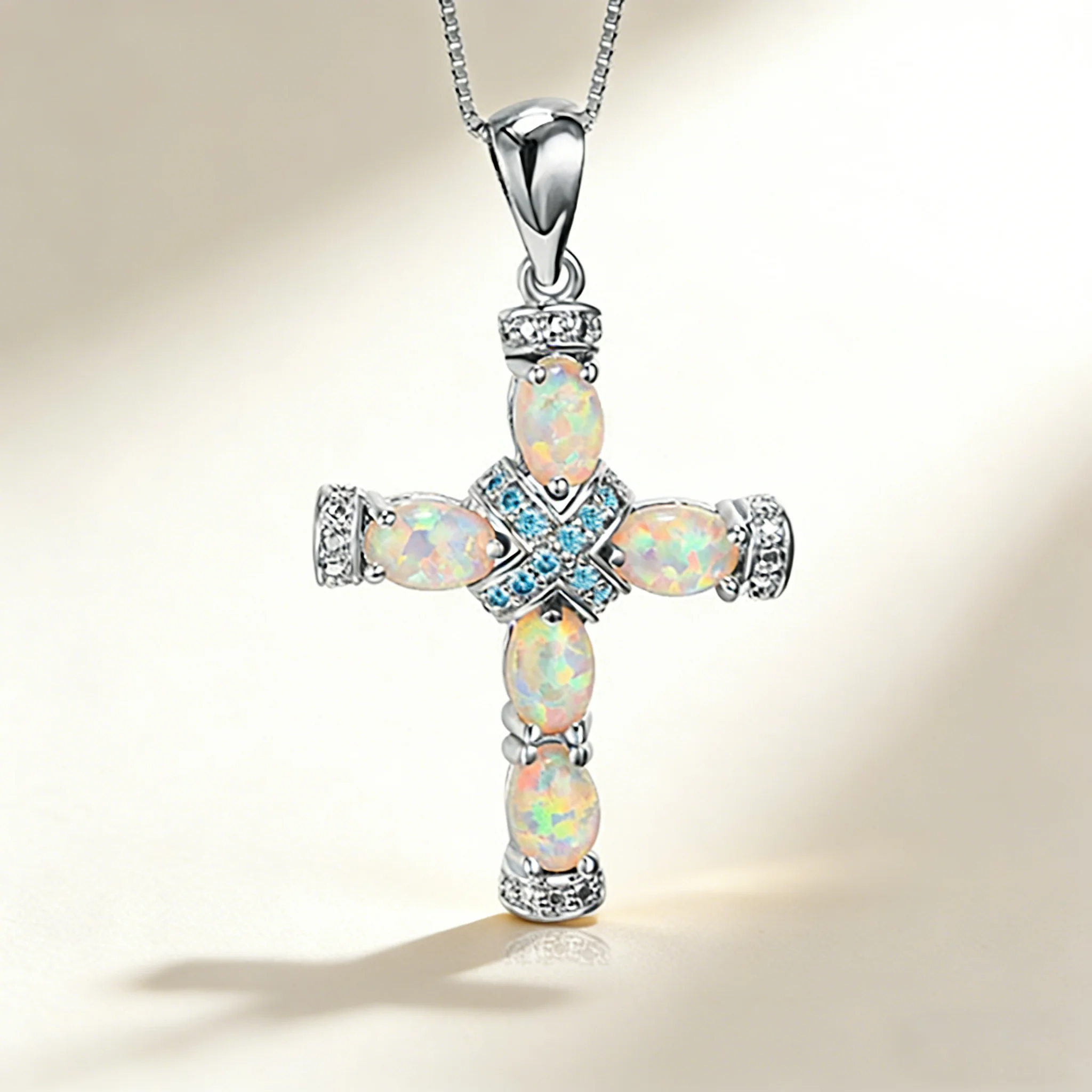 Christian Silver Cross Opal Pendant Necklace with Zircon for Women - Elegant Jewelry Gift Trendy 2025 Luxury Necklace for Girls
Christian Silver Cross Opal Pendant Necklace with Zircon for Women - Elegant Jewelry Gift Trendy 2025 Luxury Necklace for Girls