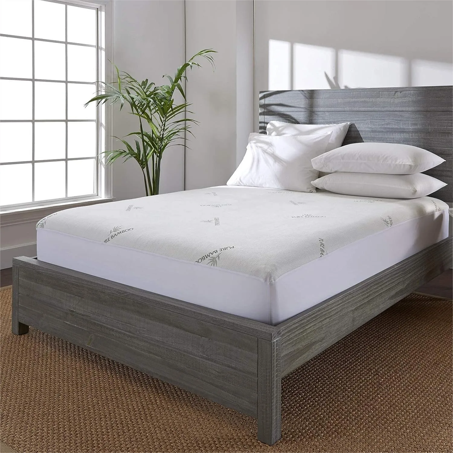 Queen Waterproof Mattress Protector, Viscose from Bamboo, Breathable Noiseless Cover Against Moisture Spills Stains
Queen Waterproof Mattress Protector, Viscose from Bamboo, Breathable Noiseless Cover Against Moisture Spills Stains