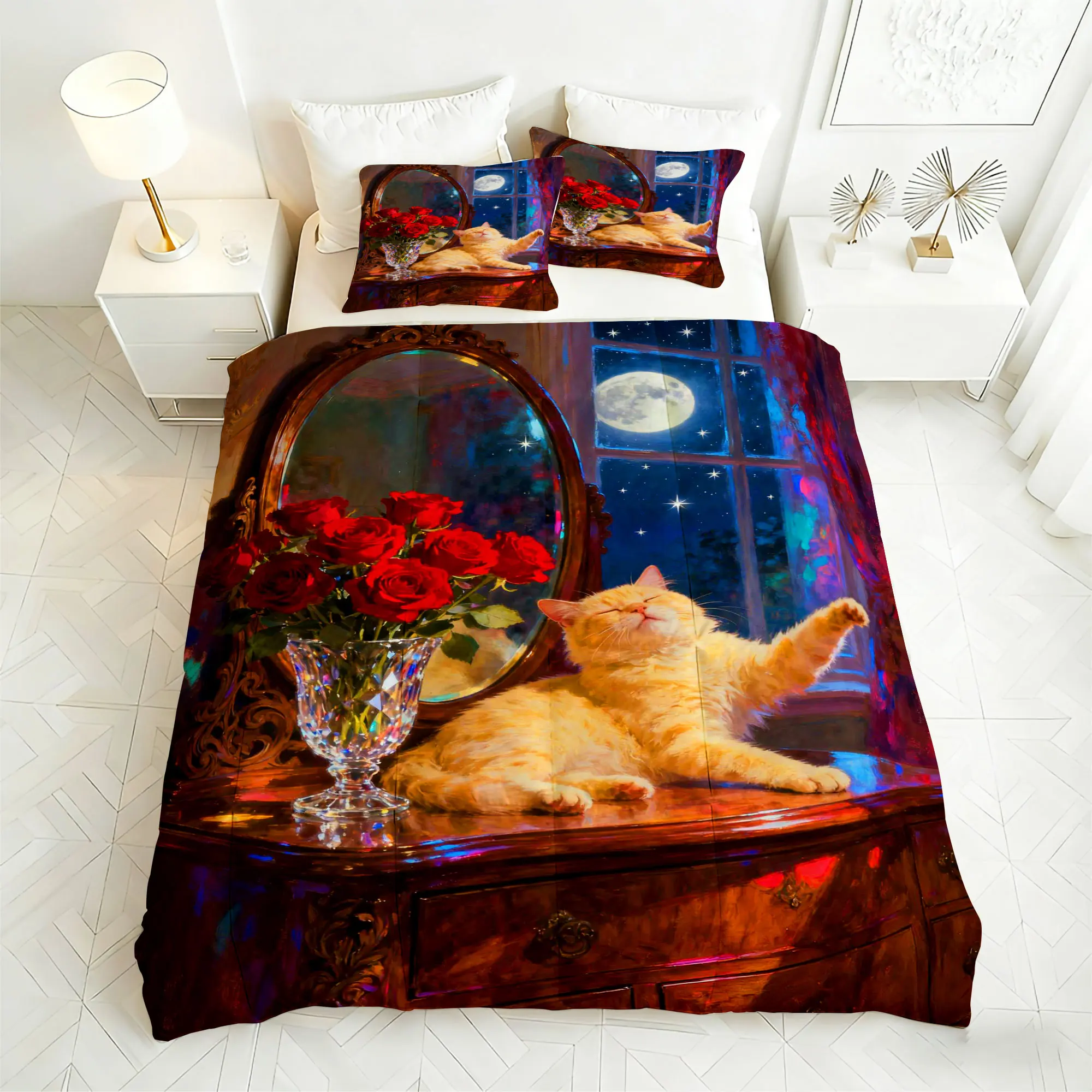 3pcs Cat and Rose Comforter Bedding Set-1pc Comforter + 2pcs Pillowcases Soft Breathable for Home Decor(Style 13)
3pcs Cat and Rose Comforter Bedding Set-1pc Comforter + 2pcs Pillowcases Soft Breathable for Home Decor(Style 13)
