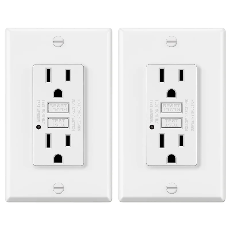AC23-15 Amp Decorative GFI Outlet Kit With LED Indicator, Ground Fault Circuit Breaker, 2PCS US Plug
AC23-15 Amp Decorative GFI Outlet Kit With LED Indicator, Ground Fault Circuit Breaker, 2PCS US Plug