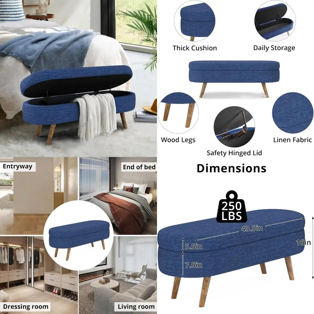 Пуфик для хранения вещей с льняным покрытием, скамейка с мягкой обивкой для спальни 43,5 дюйма и защитным шарниром с откидной крышкой
Пуфик для хранения вещей с льняным покрытием, скамейка с мягкой обивкой для спальни 43,5 дюйма и защитным шарниром с откидной крышкой