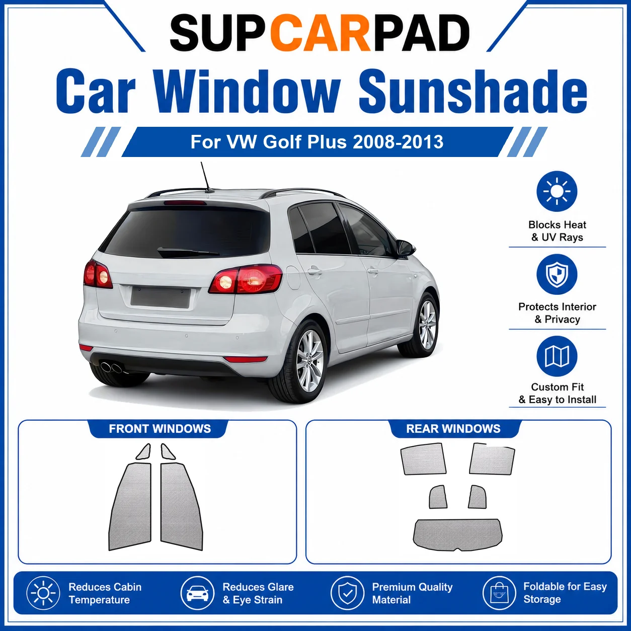 For VW - VW Golf Plus 2008-2013 Full Set Car Window Sunshades UV Block Privacy Heat Insulated Foldable Car Curtain
For VW - VW Golf Plus 2008-2013 Full Set Car Window Sunshades UV Block Privacy Heat Insulated Foldable Car Curtain