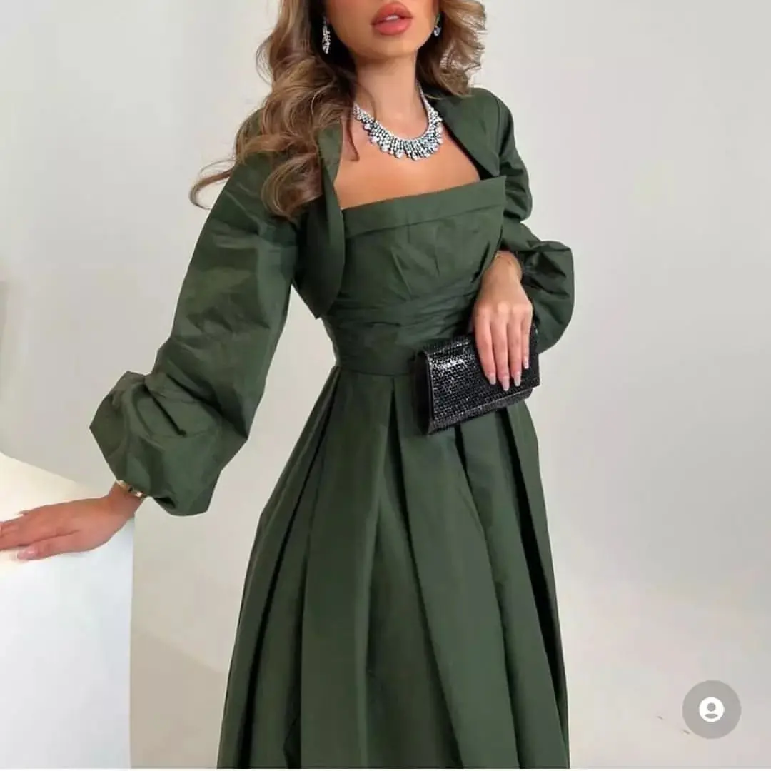 Formal Occasion Green A-Line Prom Dresses Long Sleeves Floor Length Evening Dress Saudi Arabia Women's Formal Dress Cocktail
Formal Occasion Green A-Line Prom Dresses Long Sleeves Floor Length Evening Dress Saudi Arabia Women's Formal Dress Cocktail