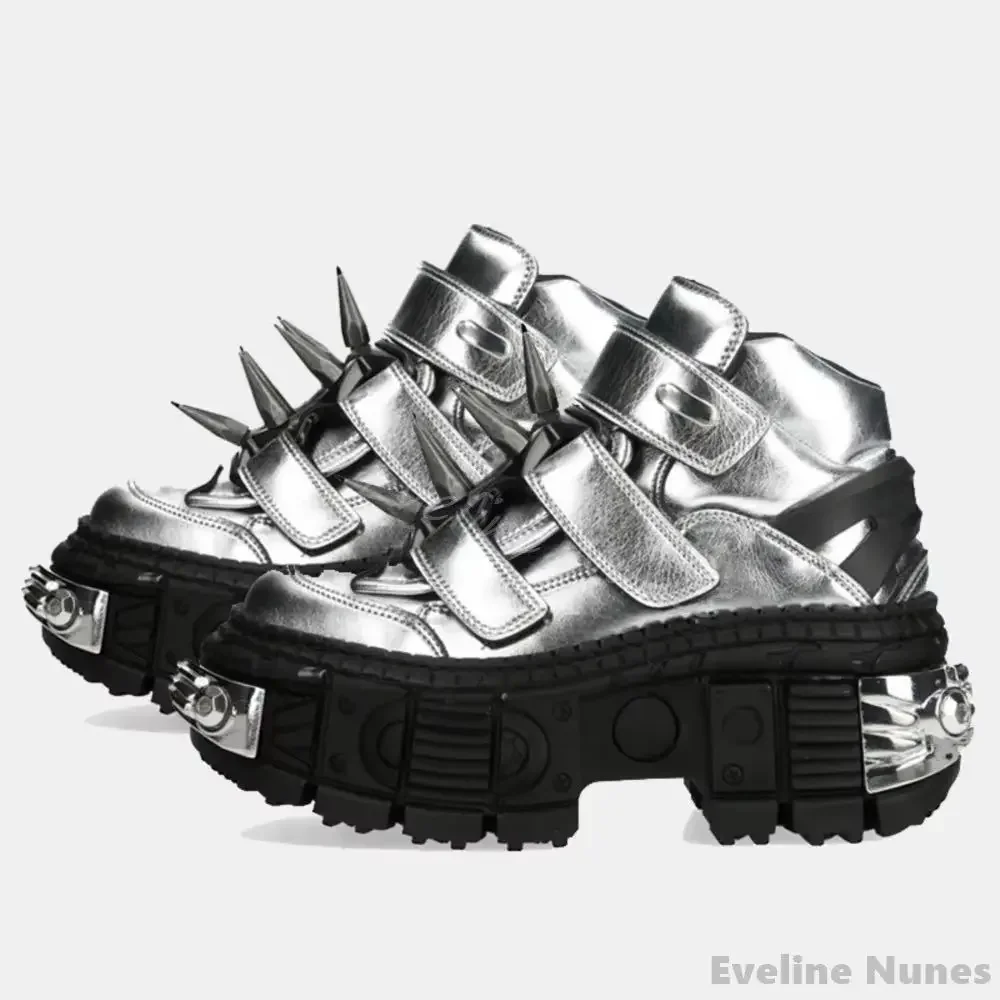 Metal Decoration Spikes Tank High Top Shoes Women Round Toe Hook & Loop Metal Rock Thick Sole Ankle Boots 2025 New Fashion Boots
Metal Decoration Spikes Tank High Top Shoes Women Round Toe Hook & Loop Metal Rock Thick Sole Ankle Boots 2025 New Fashion Boots