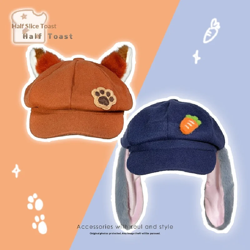 Disney Judy Hopps Nick Wilde Fox Rabbit Ears Beret Hat Cute Cosplay Photo Prop Visually Slimming Fashion Accessory for Women
Disney Judy Hopps Nick Wilde Fox Rabbit Ears Beret Hat Cute Cosplay Photo Prop Visually Slimming Fashion Accessory for Women