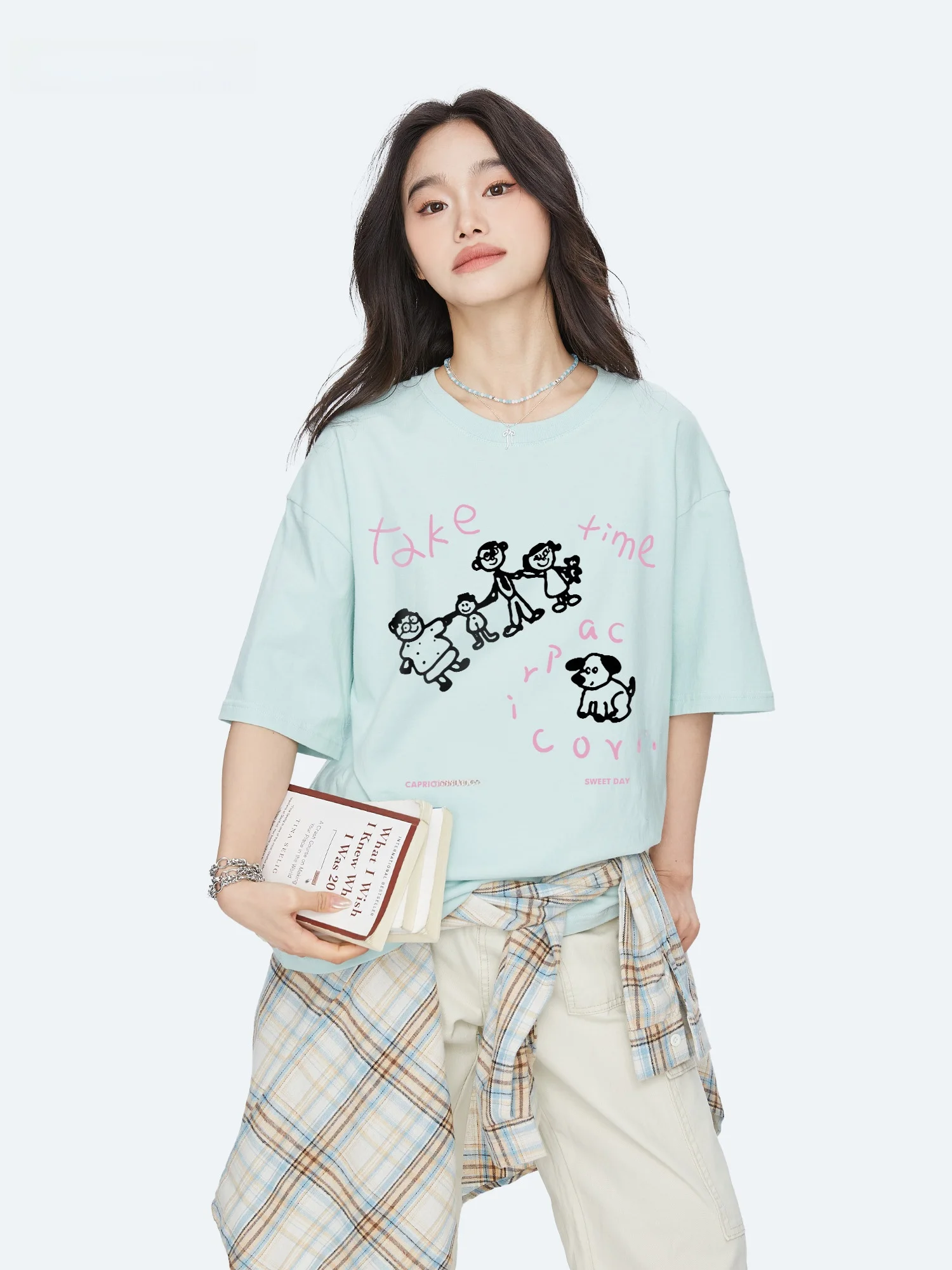 Capricorn Hand in Hand Cartoon Print Loose Short Sleeve Women's T-shirt Pure Cotton Comfortable Summer Fashion Top
Capricorn Hand in Hand Cartoon Print Loose Short Sleeve Women's T-shirt Pure Cotton Comfortable Summer Fashion Top