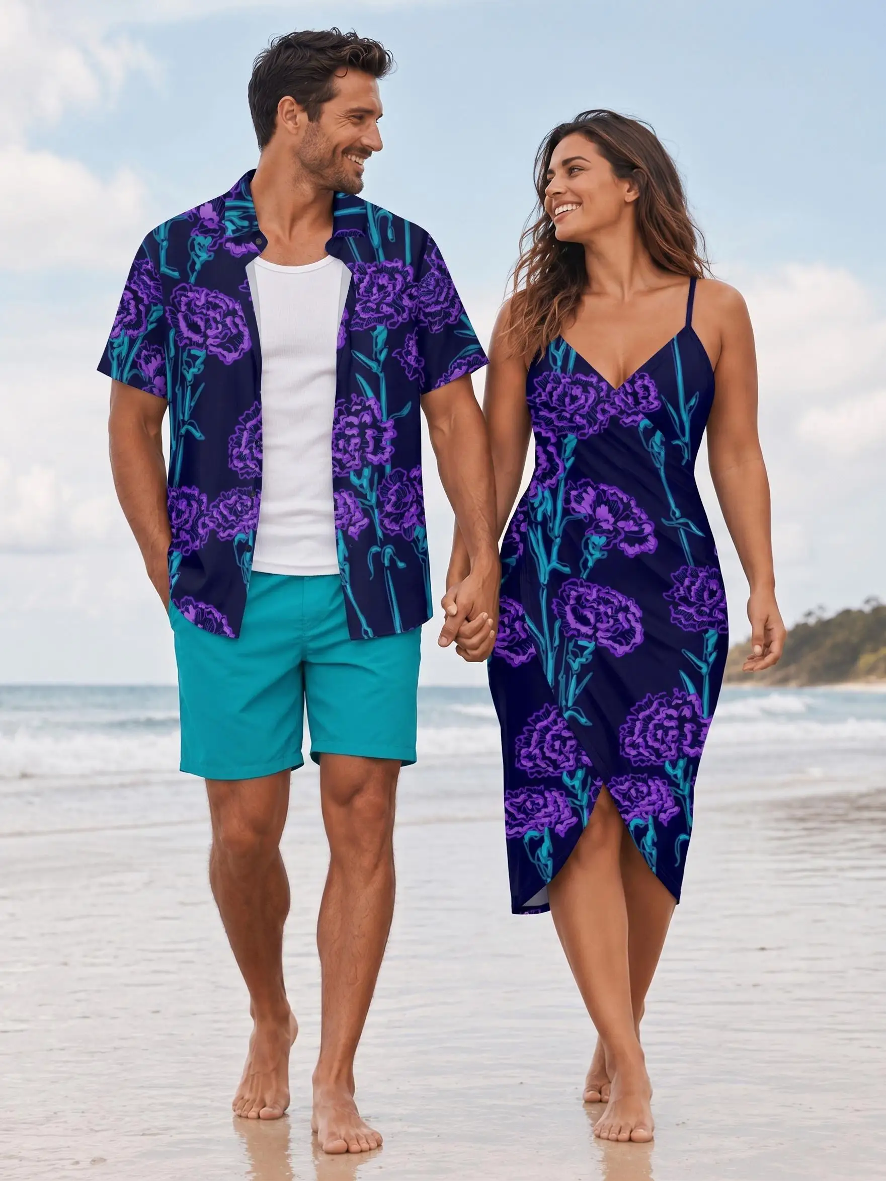 Purple Flower Plant Print Matching Hawaii Beach Outfit For Couples, Men Button Pocket Shirt And Women Convertible Beach Cover Up
Purple Flower Plant Print Matching Hawaii Beach Outfit For Couples, Men Button Pocket Shirt And Women Convertible Beach Cover Up