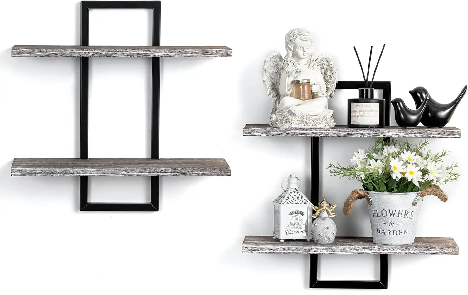 Rustic Wood Floating Shelves - Farmhouse Wooden Wall Shelves Organizer with Sturdy Metal Frame for Living Room Bedroom
Rustic Wood Floating Shelves - Farmhouse Wooden Wall Shelves Organizer with Sturdy Metal Frame for Living Room Bedroom