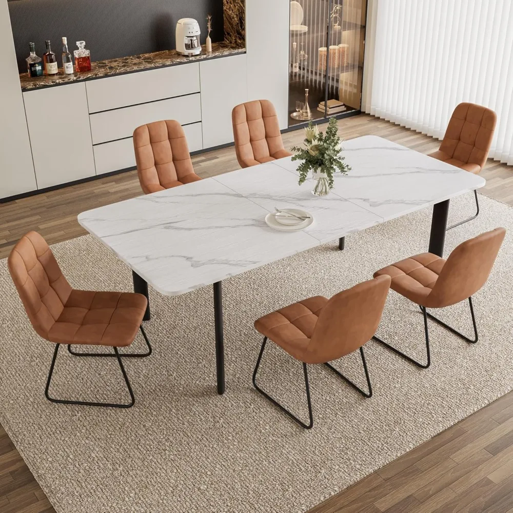 Extendable Dining Table Set for 6-8 People – 63 to 78.7 Inch MDF Kitchen Table with 6 Upholstered Chairs, Space-Saving
Extendable Dining Table Set for 6-8 People – 63 to 78.7 Inch MDF Kitchen Table with 6 Upholstered Chairs, Space-Saving
