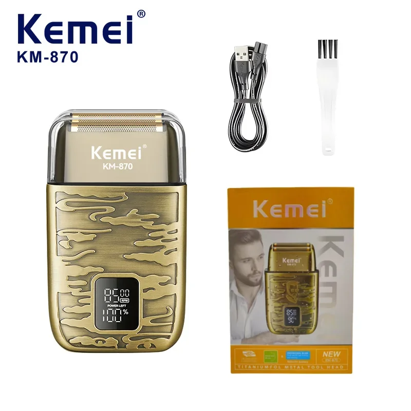 Мужская электробритва Kemei KM-870 — 3-скоростная регулируемая металлическая бритва в стиле ретро с зарядкой через USB, портативный беспроводной триммер
Мужская электробритва Kemei KM-870 — 3-скоростная регулируемая металлическая бритва в стиле ретро с зарядкой через USB, портативный беспроводной триммер