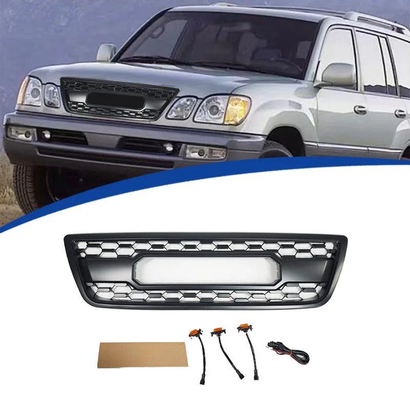 Front Bumper Grills for1998-2002 Lexus LX470 TRD Pro Style Mesh Grill ABS Racing Grills Amber LED Lights Car Accessories Styling
Front Bumper Grills for1998-2002 Lexus LX470 TRD Pro Style Mesh Grill ABS Racing Grills Amber LED Lights Car Accessories Styling