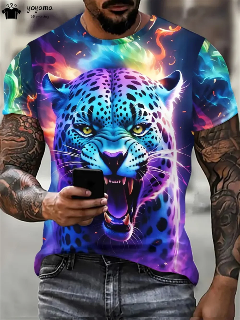 Vintage 3D Leopard Men's T-Shirt Summer Outdoor Men's Top Fashion Breathable Men's Short Sleeved Tee Casual Men Printed T-Shirt
Vintage 3D Leopard Men's T-Shirt Summer Outdoor Men's Top Fashion Breathable Men's Short Sleeved Tee Casual Men Printed T-Shirt