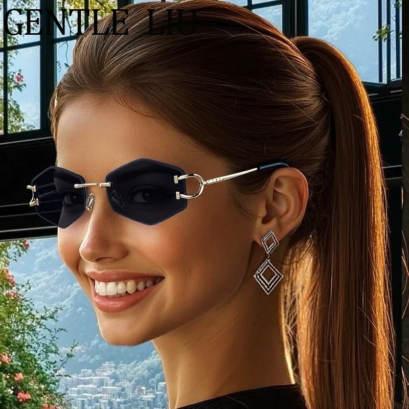 Vintage Rimless Hexagon Sunglasses Women 2025 Luxury Brand Trendy Polygon Sun Glasses Small Frame Eyewear Outdoor Shades UV400
Vintage Rimless Hexagon Sunglasses Women 2025 Luxury Brand Trendy Polygon Sun Glasses Small Frame Eyewear Outdoor Shades UV400