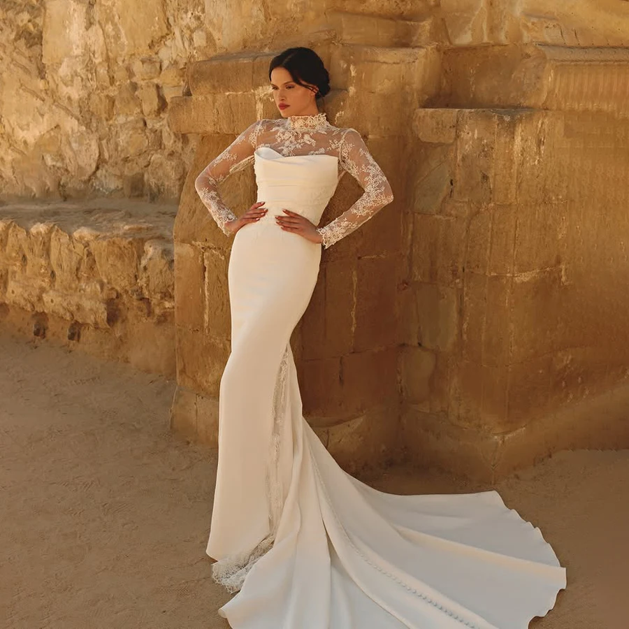 Customized Off Shoulder Lace Top Long Sleeve Sexy Bride Gown Back See Through Mermaid Dress Wedding Dresses vestidos de novia
Customized Off Shoulder Lace Top Long Sleeve Sexy Bride Gown Back See Through Mermaid Dress Wedding Dresses vestidos de novia