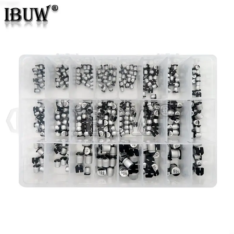 1uF~1000uF 6.3V-50V 400PCS 24Value SMD Aluminum Electrolytic Capacitors Assortment Kit + Box
1uF~1000uF 6.3V-50V 400PCS 24Value SMD Aluminum Electrolytic Capacitors Assortment Kit + Box