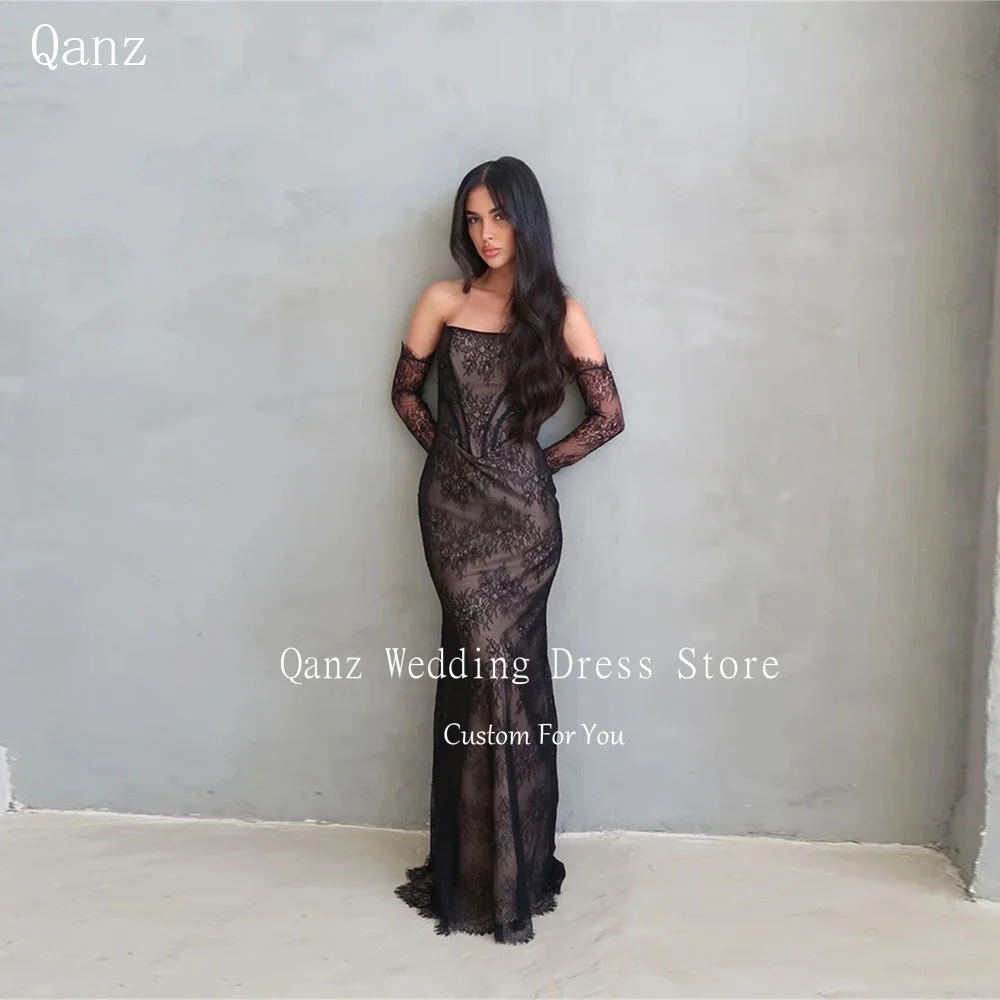 Qanz Black Lace Prom Dress Mermaid Long Sleeves Robe De Soirée Flesh Colored Lining Dubai Evening Dresses Luxury Customized
Qanz Black Lace Prom Dress Mermaid Long Sleeves Robe De Soirée Flesh Colored Lining Dubai Evening Dresses Luxury Customized
