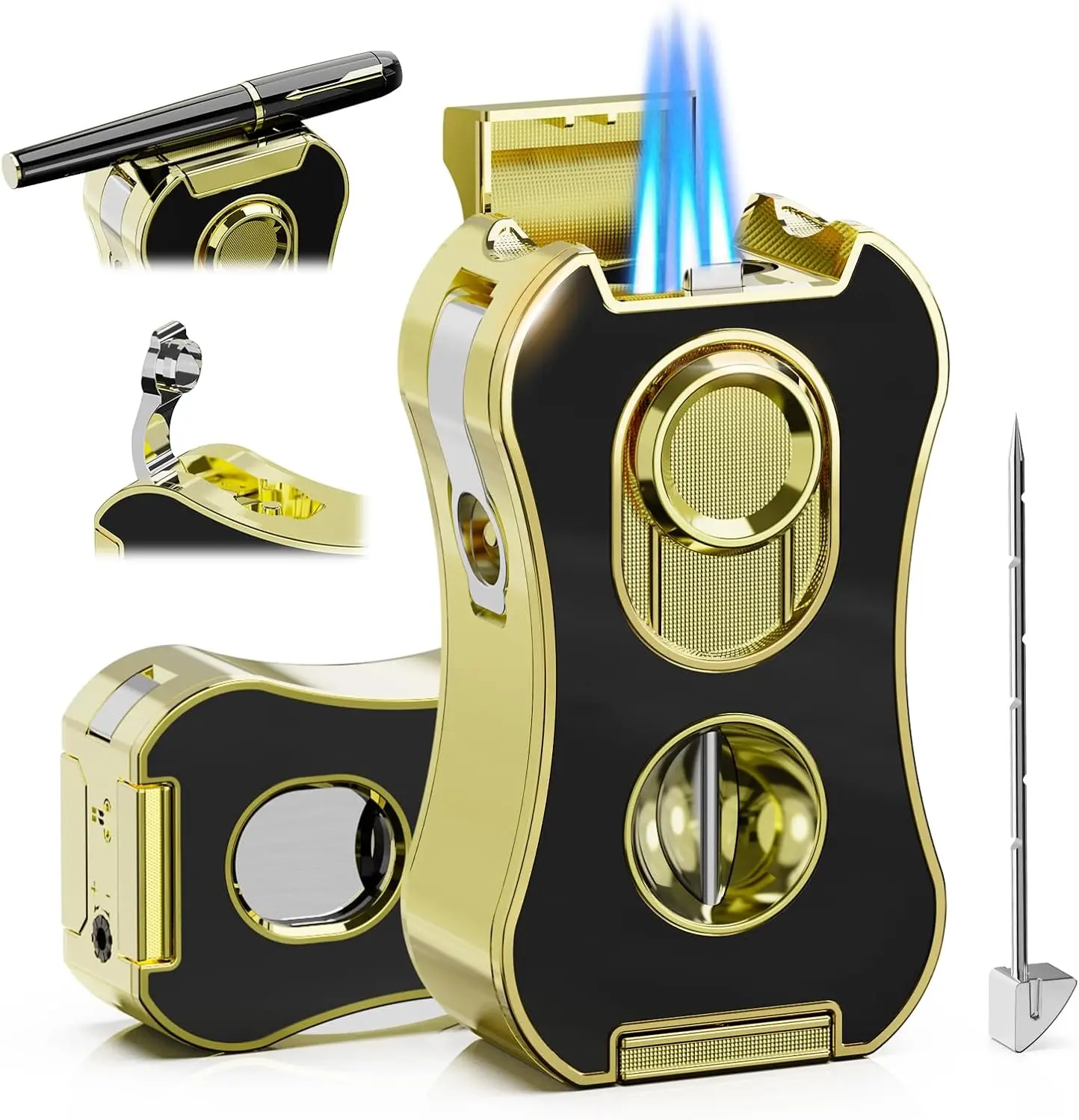 6-in-1 Adjustable Butane Torch Lighter with Cutter, Punch & Holder - Multi-use Outdoor Accessories
6-in-1 Adjustable Butane Torch Lighter with Cutter, Punch & Holder - Multi-use Outdoor Accessories