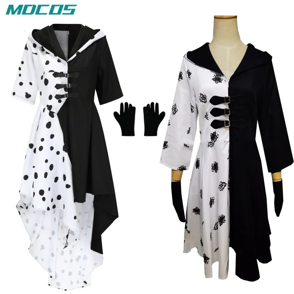 Magical 101 Dalmatians Black and White Witch Cruella De Vil Cosplay Costume Dress for Stage Performance
Magical 101 Dalmatians Black and White Witch Cruella De Vil Cosplay Costume Dress for Stage Performance
