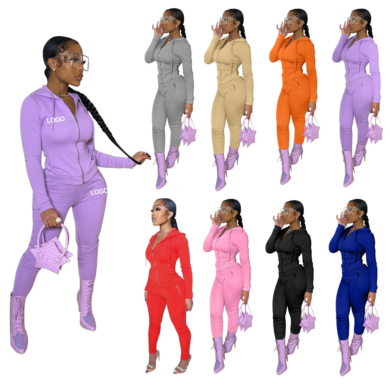 Custom Fall women Clothing Plain Womens Workout Fitness Sets Two Piece Hoodie and Pants Set Zipper Up Jogger Set
Custom Fall women Clothing Plain Womens Workout Fitness Sets Two Piece Hoodie and Pants Set Zipper Up Jogger Set