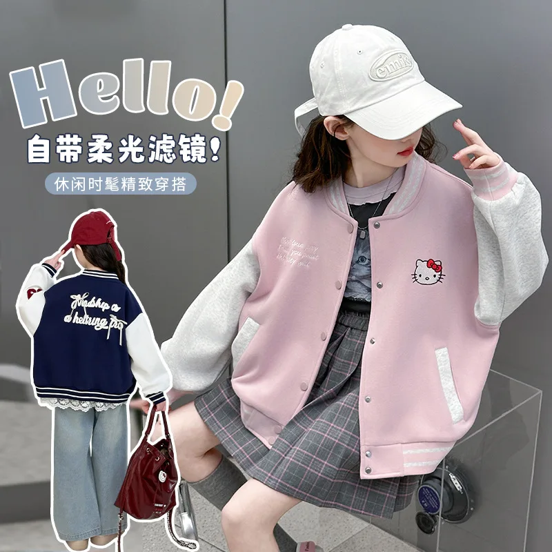 Hello Kittys Girl Coat Spring Autumn New Sports Jacket Baseball Uniform Cartoon Cotton Long Sleeves Kawaii Children's Clothing
Hello Kittys Girl Coat Spring Autumn New Sports Jacket Baseball Uniform Cartoon Cotton Long Sleeves Kawaii Children's Clothing