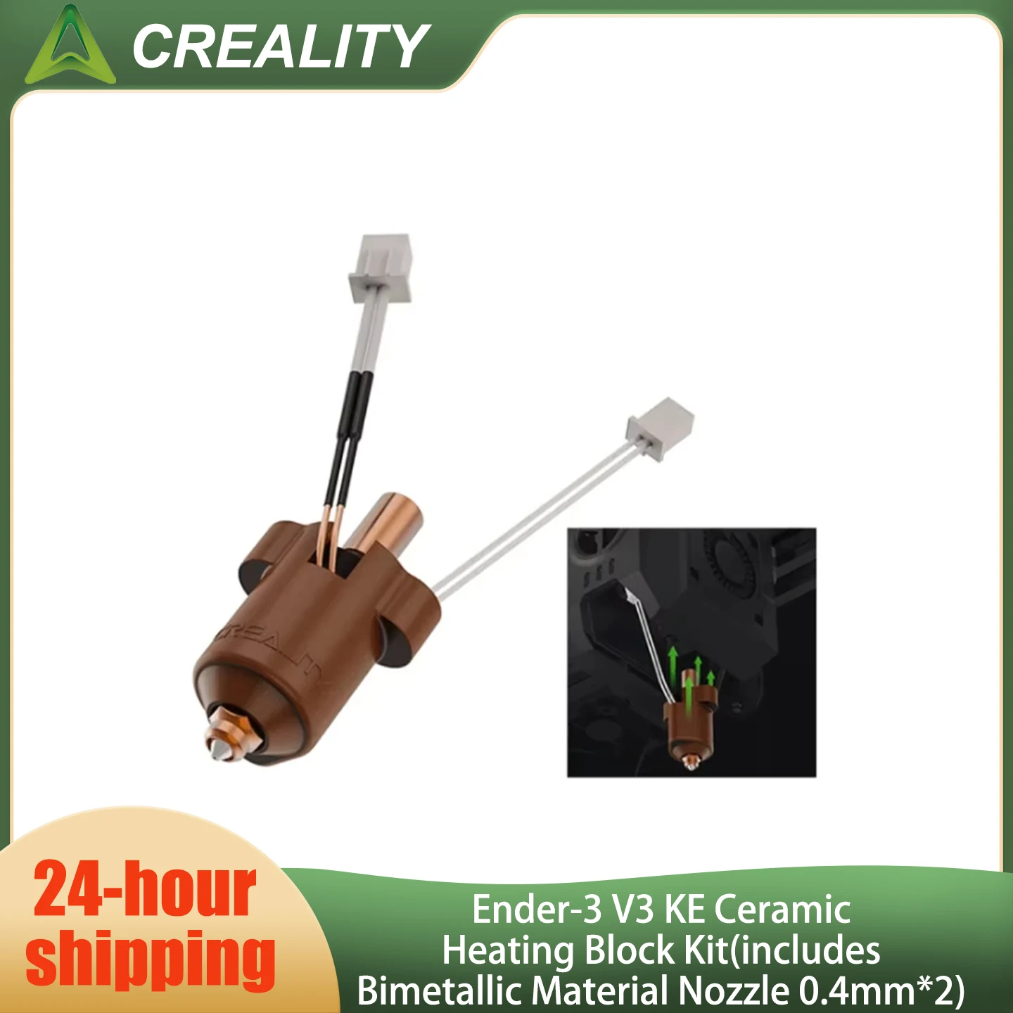 Creality For Ender-3 V3 KE 3D Printer New Version 60w Ceramic Heating Block Kit with 2pcs Bimetallic Material 0.4mm Nozzles
Creality For Ender-3 V3 KE 3D Printer New Version 60w Ceramic Heating Block Kit with 2pcs Bimetallic Material 0.4mm Nozzles