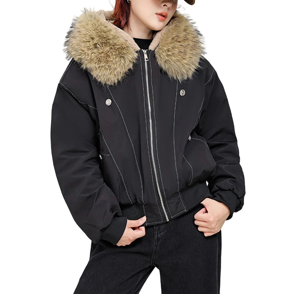 Vintage Hooded Coat for Women Large Collar Plush Jacket Loose Fit Cotton Outerwear Suitable for Winter Daily and Outdoor Use
Vintage Hooded Coat for Women Large Collar Plush Jacket Loose Fit Cotton Outerwear Suitable for Winter Daily and Outdoor Use