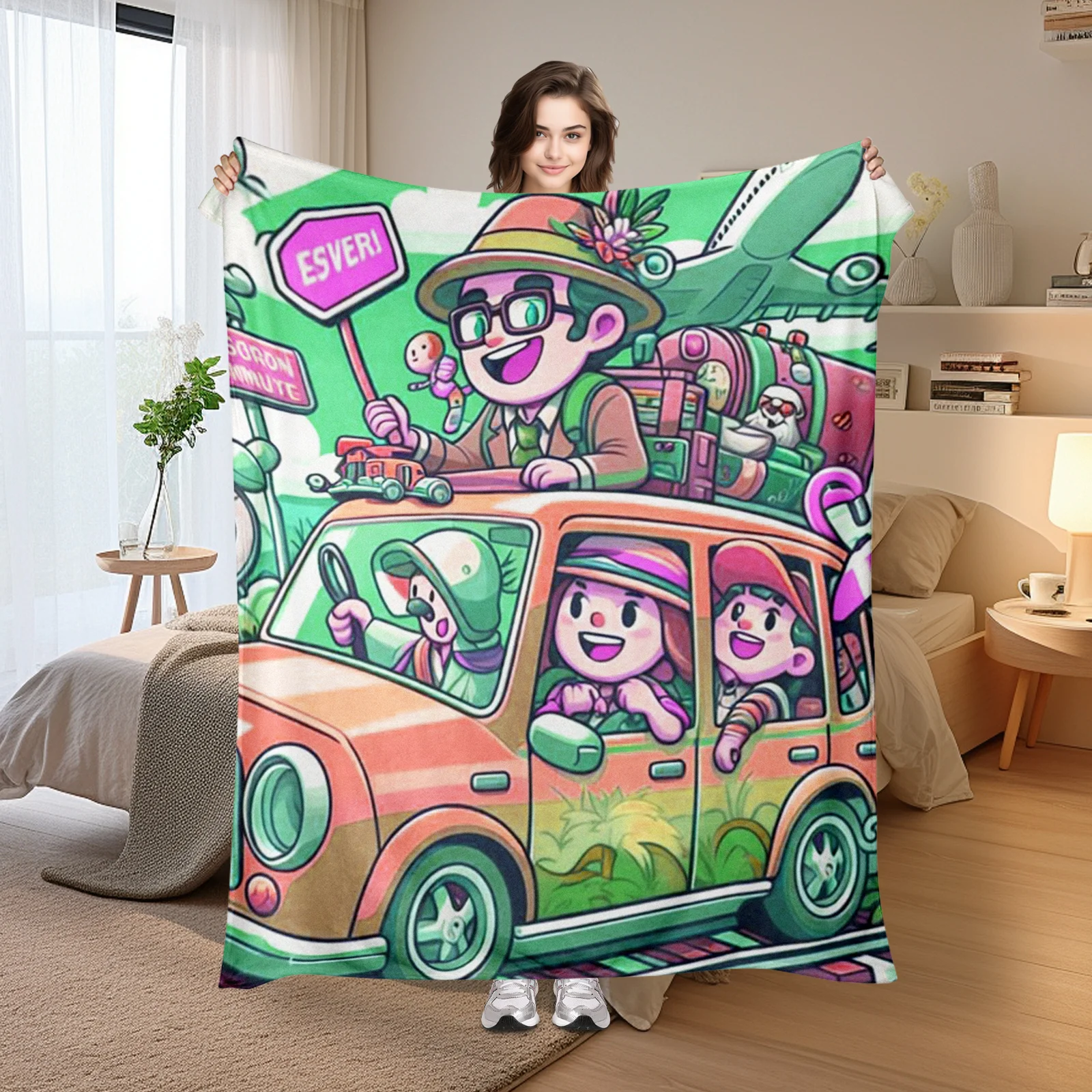 Travel Inspired Green Car Plane Hat Pattern Cozy Blanket For Adventurous Outings And Warmth During Outdoor Excursions
Travel Inspired Green Car Plane Hat Pattern Cozy Blanket For Adventurous Outings And Warmth During Outdoor Excursions