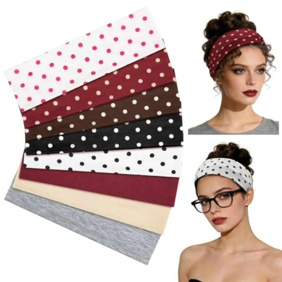 8 Pack Retro Polka Dot Headbands for Women, Elastic Soft Fabric Hair Bands Trendy Hair Warp for Yoga Workout and Daily Fashion
8 Pack Retro Polka Dot Headbands for Women, Elastic Soft Fabric Hair Bands Trendy Hair Warp for Yoga Workout and Daily Fashion