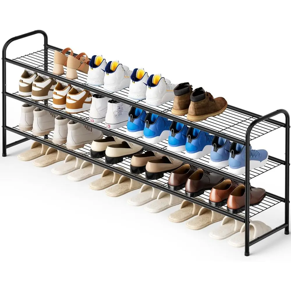 3-Tier Long Shoe Rack, Closet Metal Shoe Organizer, Entryway Wide Stackable Shoe Storage Shelf, Sturdy Wire Grid, Bedroom, Black
3-Tier Long Shoe Rack, Closet Metal Shoe Organizer, Entryway Wide Stackable Shoe Storage Shelf, Sturdy Wire Grid, Bedroom, Black
