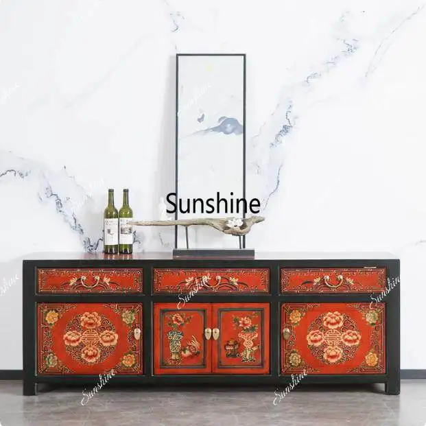 Antique floor cabinet living room storage decorative cabinet
Antique floor cabinet living room storage decorative cabinet