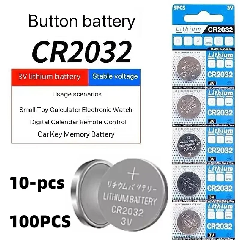 20-100PCS CR2032 3V Lithium Button Battery BR2032 ECR2032 LM2032 5004LC Coin Cell Watch Batteries for Toy Clock Remote Control
20-100PCS CR2032 3V Lithium Button Battery BR2032 ECR2032 LM2032 5004LC Coin Cell Watch Batteries for Toy Clock Remote Control