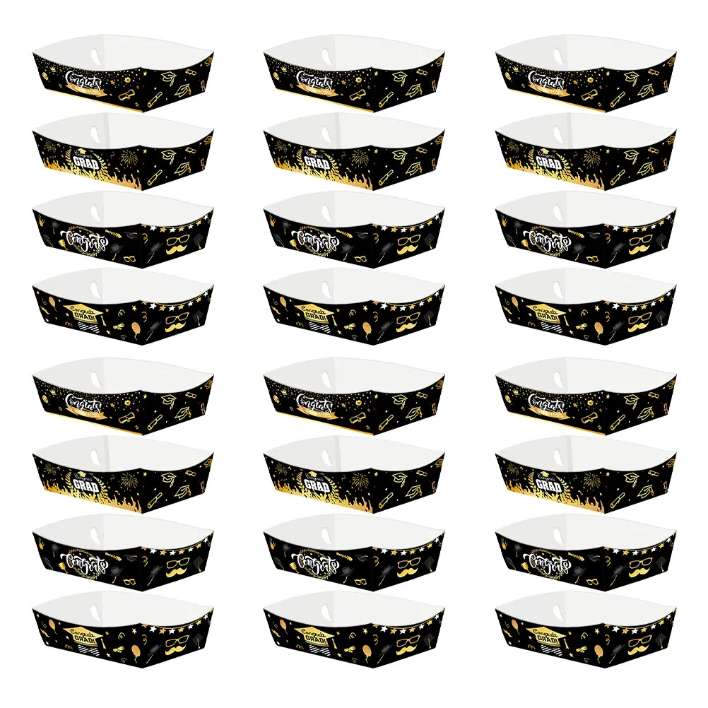 24Pcs Graduation-Themed Paper Food Boats Sturdy Boat-Shaped Serving Trays for French Fries Chicken Sticks Graduation
24Pcs Graduation-Themed Paper Food Boats Sturdy Boat-Shaped Serving Trays for French Fries Chicken Sticks Graduation