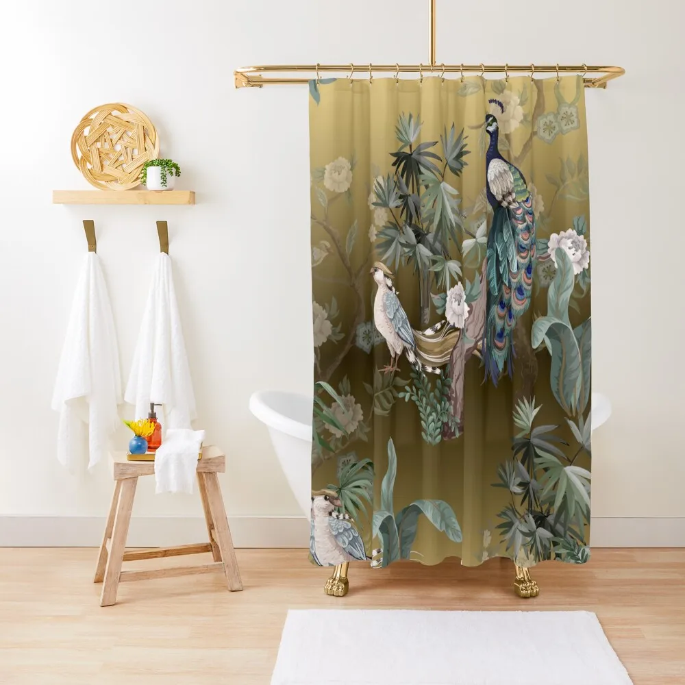 Fengshui Oriental Chinoiserie - Gold Leaf Garden with Peacock and Quail Shower Curtain For Bathroom Bathroom Box Curtain
Fengshui Oriental Chinoiserie - Gold Leaf Garden with Peacock and Quail Shower Curtain For Bathroom Bathroom Box Curtain