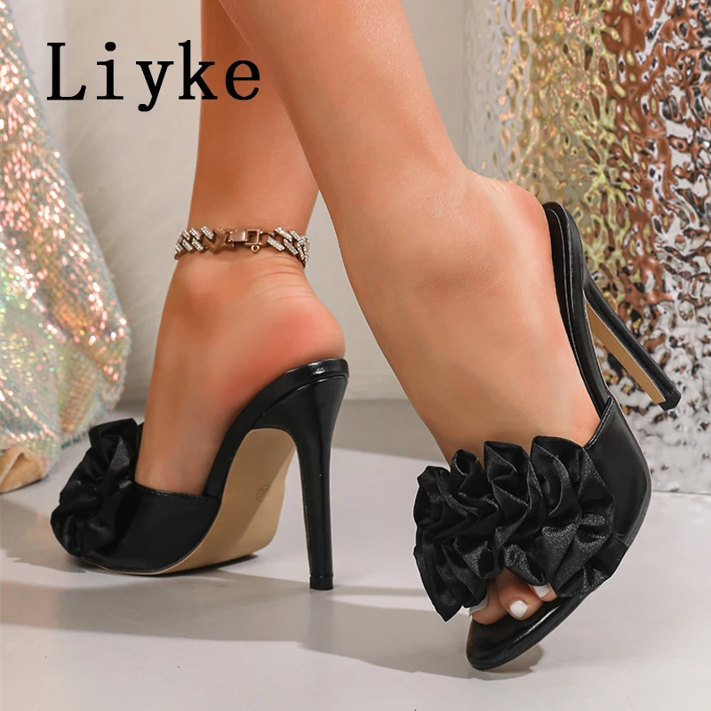 Liyke Fashion Design Pleated Silk Women Slippers High Heels Stripper Slip On Mule Slides Women Party Sexy Sandal Shoes Size 42
Liyke Fashion Design Pleated Silk Women Slippers High Heels Stripper Slip On Mule Slides Women Party Sexy Sandal Shoes Size 42