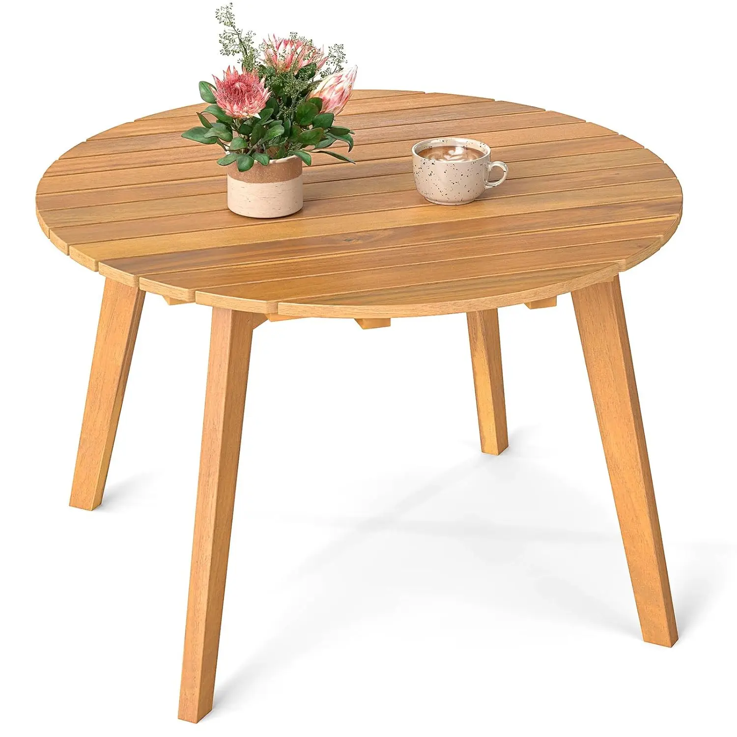 Outdoor Side Table, 24.5 Inch Acacia Wood Round Accent Bistro Patio Table with Slatted Tabletop, for Backyard,, Customized
Outdoor Side Table, 24.5 Inch Acacia Wood Round Accent Bistro Patio Table with Slatted Tabletop, for Backyard,, Customized