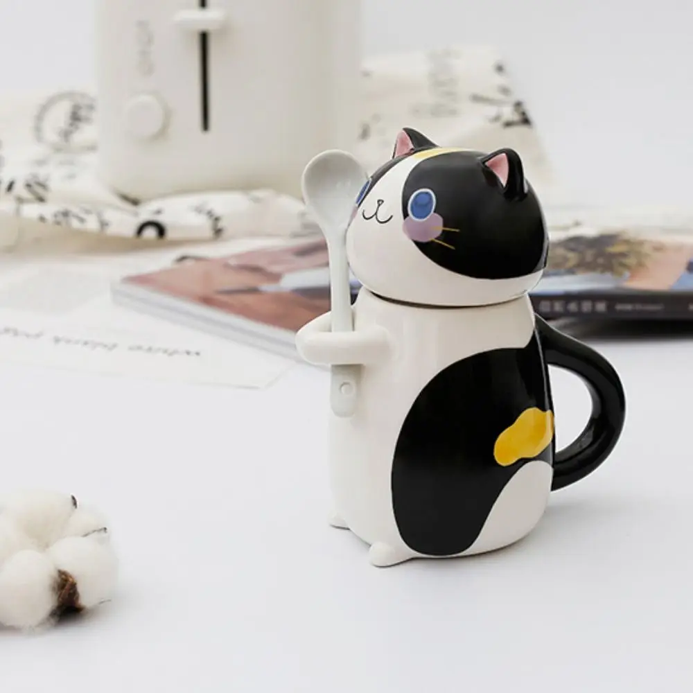Милая кофейная кружка с ложкой и котом, кружка с крышкой, мультяшная кружка с ручной росписью, керамические изысканные кофейные горшки, новинка, подарки 
Милая кофейная кружка с ложкой и котом, кружка с крышкой, мультяшная кружка с ручной росписью, керамические изысканные кофейные горшки, новинка, подарки