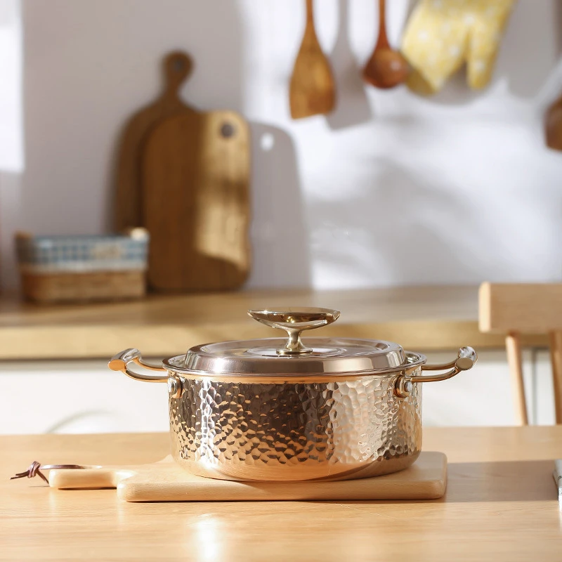 Stainless Steel Large-capacity Soup Pot Gold Hammer Pattern Double Ears Clear Soup Pot Even Heat Conduction Cooking Pan LD612
Stainless Steel Large-capacity Soup Pot Gold Hammer Pattern Double Ears Clear Soup Pot Even Heat Conduction Cooking Pan LD612