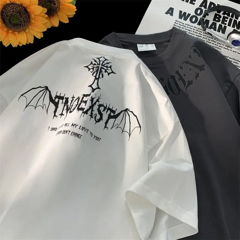 Pure cotton American retro versatile trendy brand printed short-sleeved T-shirt for couples street loose oversize half-sleeve
Pure cotton American retro versatile trendy brand printed short-sleeved T-shirt for couples street loose oversize half-sleeve