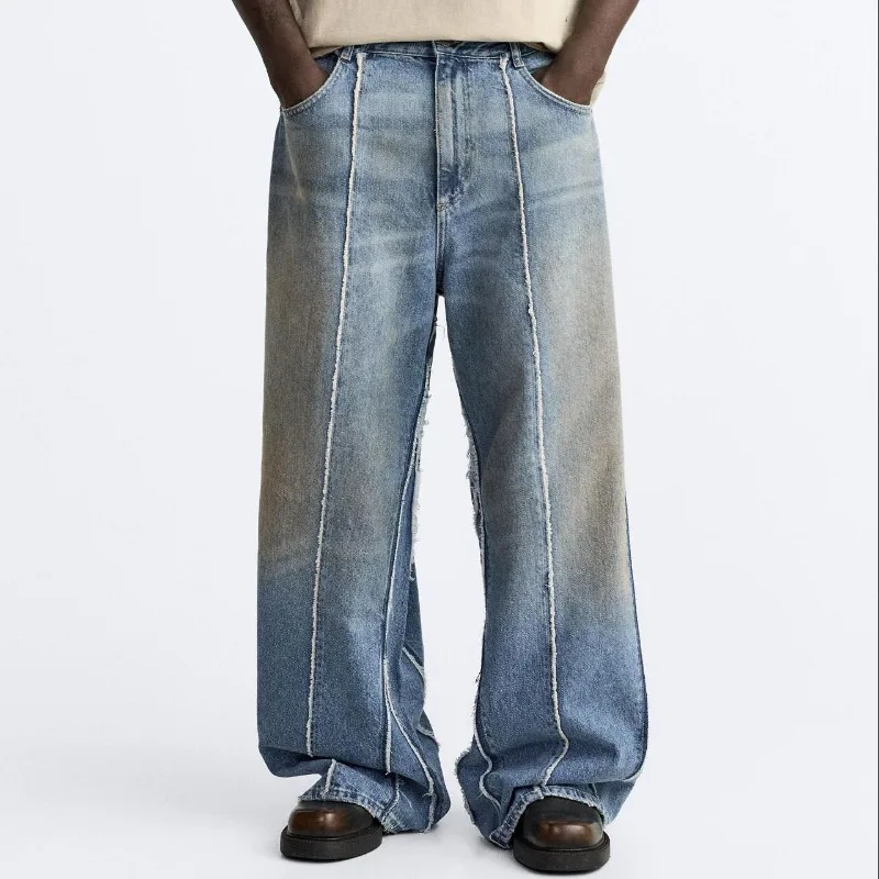 Y2K vintage light blue jeans Couple men personality rough edge design pants Punk fashion Harajuku street straight leg pants
Y2K vintage light blue jeans Couple men personality rough edge design pants Punk fashion Harajuku street straight leg pants